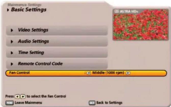 KATHREIN UFS 922sw - Fan Settings - 1