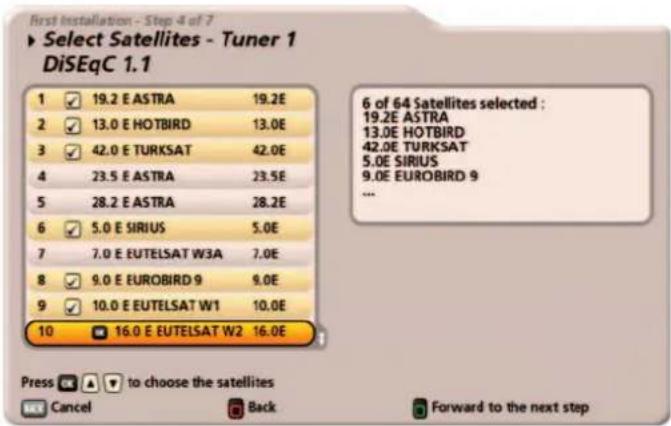 KATHREIN UFS 922sw - Satellite Configuration - Tuner 1 - 2