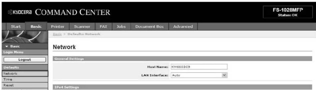 KYOCERA FS-1028MFP/KL3 - Network Settings - 1
