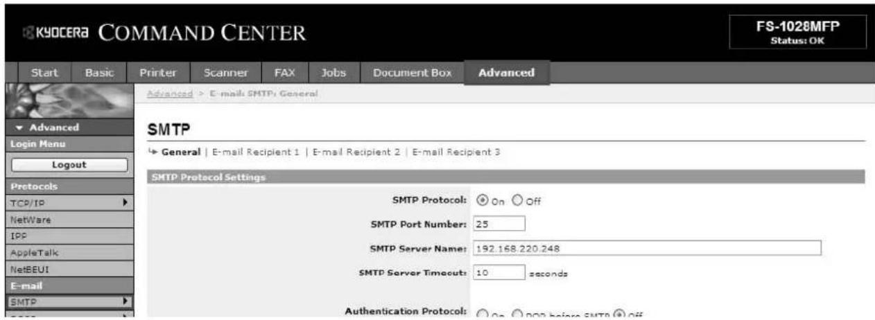 KYOCERA FS-1028MFP/KL3 - E-mail Settings - 1