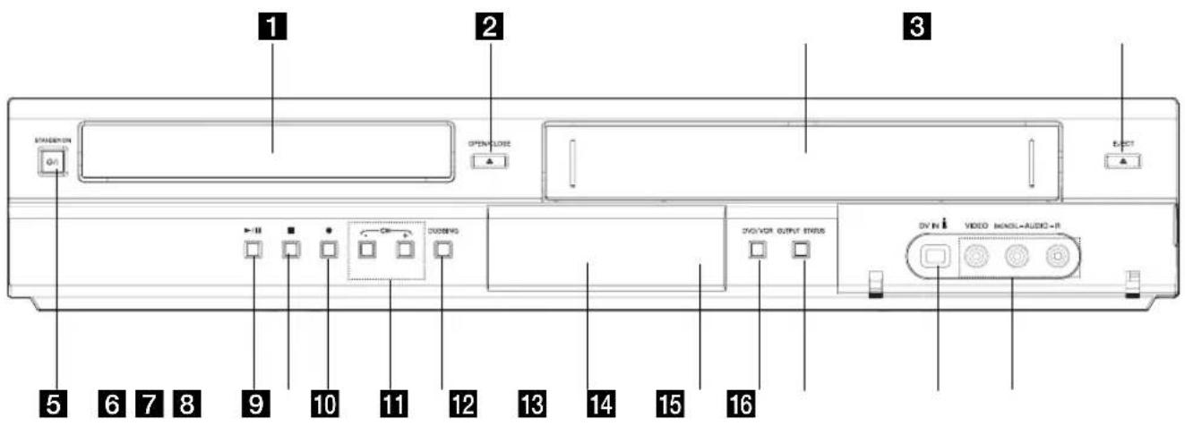 1 2 3 VANDERON OPEN-LOCK E-CT 5 6 7 8 9 10 11 12 13 14 15 16 DUSING DV/VOR OUTPUT STATUS VIDEO HOURS-AUDIO-R