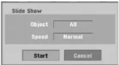 Slide Show Object All Speed Normal Start Cancel