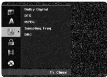 Dolby Digital DTS MPEG Sampling Freq. DRC Close