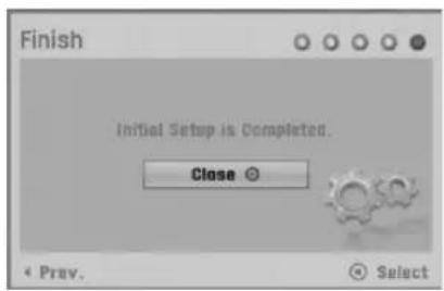 Finish Initial Setup is Completed. Close * Prev. Select