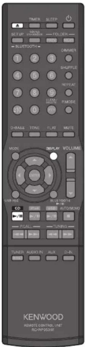 TIMER SLEEP SETUP 1000000000000000000000000000000000000000000000000000000000000000000 1 2 3 4 5 6 7 8 9 10 D-BASS TONE FLAT MUTE DOUBLE DISPLAY VOLUME USB REC BLUE TOOTH /II CD WAL AUTO/MONO /II PGALL TUNING TUNER AUDIO IN AUX D-IN RENDS KENWOOD REMOTE CONTROL-UNIT RC-RP 9501E