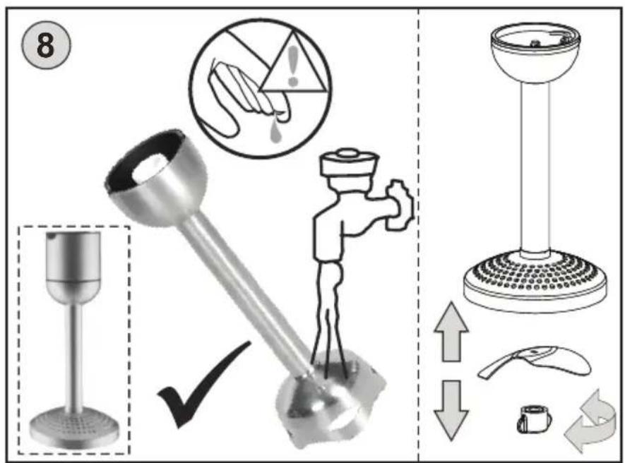 Diagram illustrating a food safety or cleaning process with labeled steps and visual icons for handling, cleaning, and packaging.
