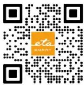 QR code with embedded logo and Chinese text 'eta' in the center