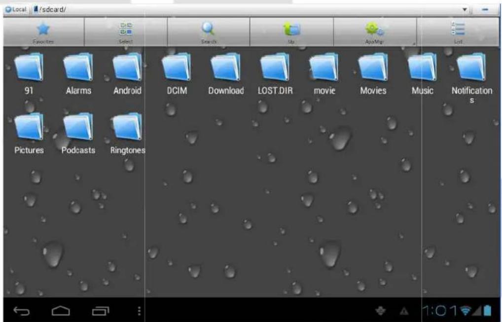 Local /sdcard/ Favorites Select Search Up AppMap List 91 Alarms Android DCIM Download LOST.DIR movie Movies Music Notifications Pictures Podcasts Ringtones