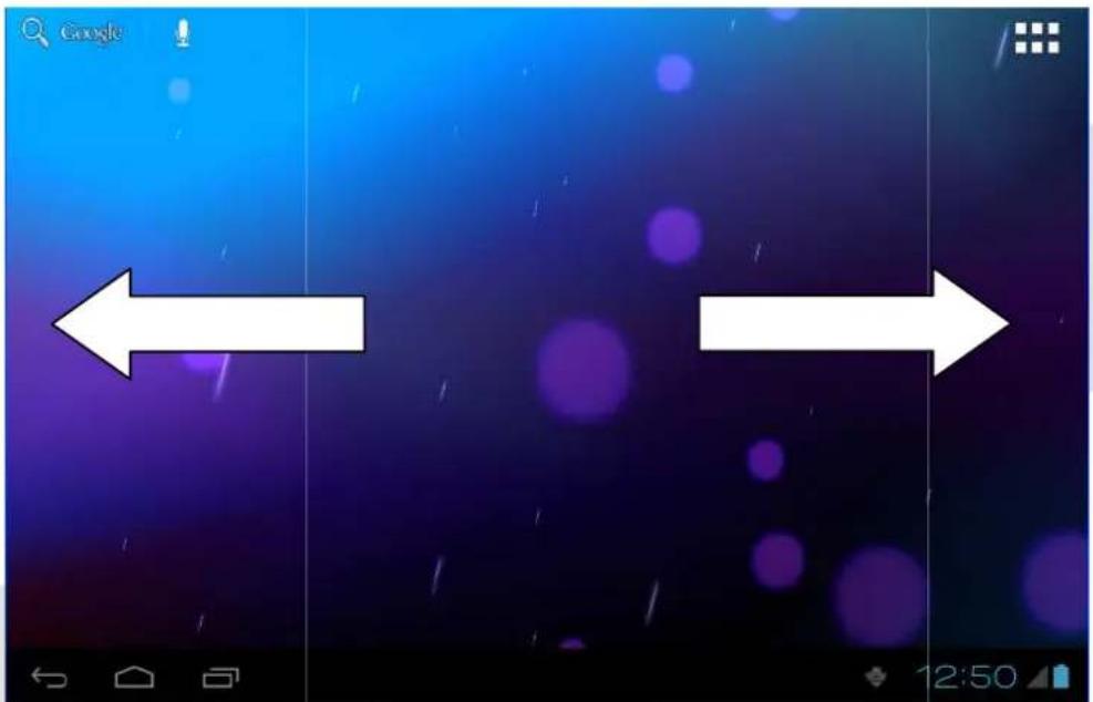 Screenshot of a mobile app interface showing two bidirectional arrows pointing to purple circular spots on a dark background, with UI elements like Google and timecode 12:50 visible.