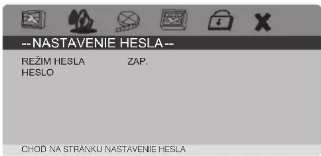 -- NASTAVENIE HESLA -- REŽIM HESLA ZAP. HESLO CHOD NA STRÁNKU NASTAVENIE HESLA