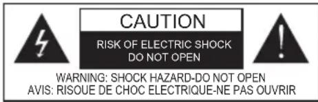 CAUTION RISK OF ELECTRIC SHOCK DO NOT OPEN WARNING: SHOCK HAZARD-DO NOT OPEN AVIS: RISOUE DE CHOC ELECTRIQUE-NE PAS OUVRIR