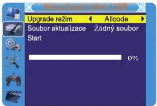 Aktualizace ples USB Upgrade režim ← Allcode Soubor aktualizace Žádný soubor Start 0%