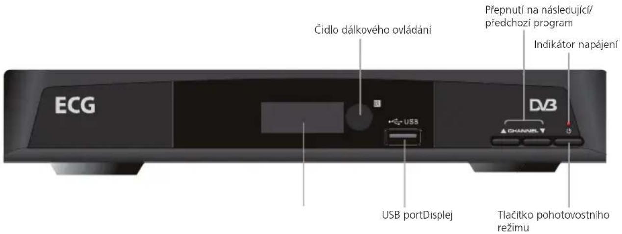ECG Čidlo dálkového ovládání USB DN3 Přepnutí na následující/ předchozí program Indikátor napájení USB portDisplej Tlačitko pohotovostního režimu