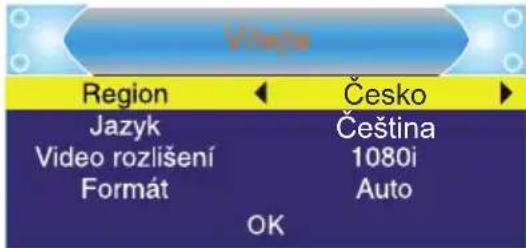 Vlaste Region Česko Jazyk Ceština Video rozlišení 1080i Formát Auto OK