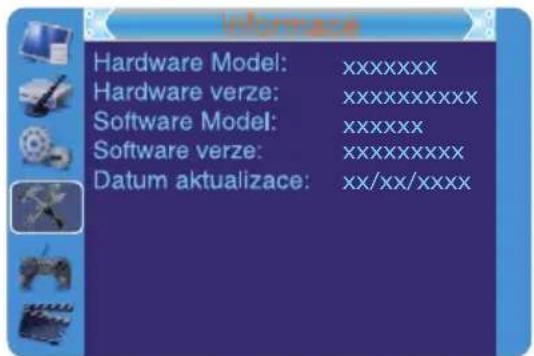 Hardware Model: xxxxxxxx Hardware verze: xxxxxxxxxxxx Software Model: xxxxxxxx Software verze: xxxxxxxxxxxx Datum aktualizace: xx/xx/xxxxx