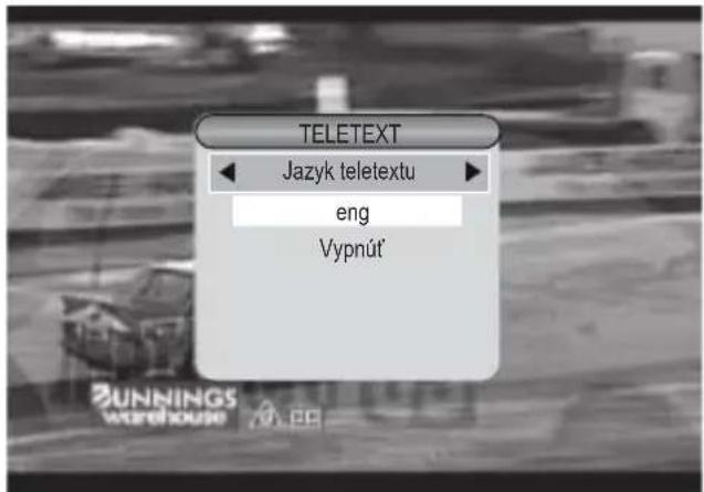 TELETEXT Jazyk teletextu eng Vypnút