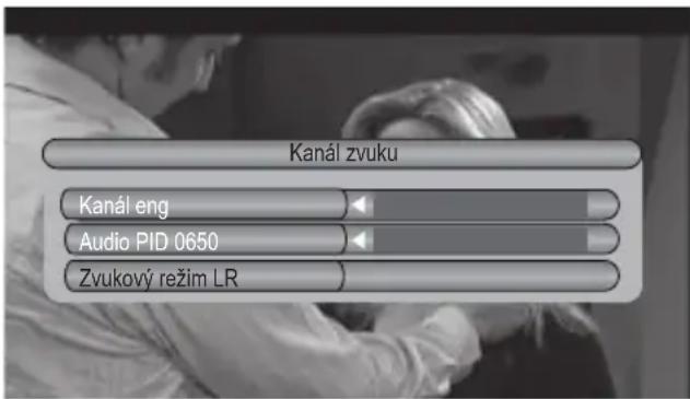 Kanál zvuku Kanál eng Audio PID 0650 Zvukový režim LR