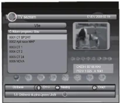 TV seznam E1001/2006 02.19 Vše C Název programu Slav 0001 CT SPORT 0002 Apili kace MHP 0003 CT 1 0004 CT 2 0005 CT 24 0006 NOVA CH234 80'166 KH2 PID:1 1 025, A 1041 Oblane CH+ Nástroj Objet 1-8 Orlíbora skpino-przeve Uložř