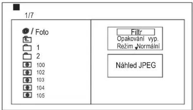 1/7 Filo 1 2 100 102 103 104 105 Filtr Opakováni vyp. Režim Normální Náhled JPEG