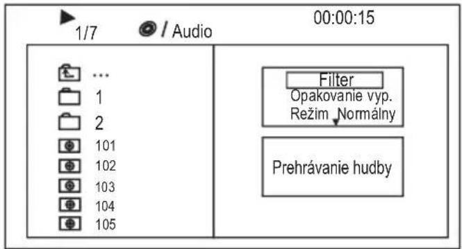 1/7 Audio 00:00:15 ... 1 2 101 102 103 104 105 Filter Opakovanie vyp. Režim Normálny Prehrávanie hudby