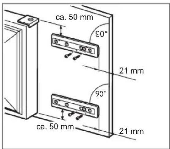 ca. 50 mm 90° 21 mm 90° ca. 50 mm 21 mm