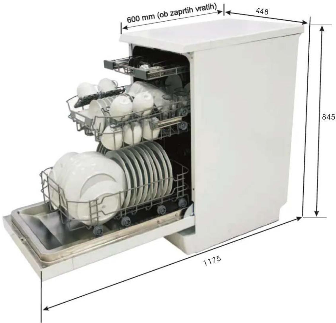600 mm (ob zaprtih vratih) 448 845 1175