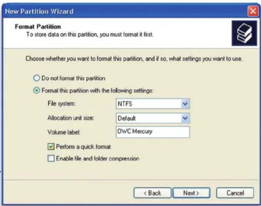 OWC Mercury Elite Pro Qx2 - Formatting your Qx2 on Windows 2000 and later - 9