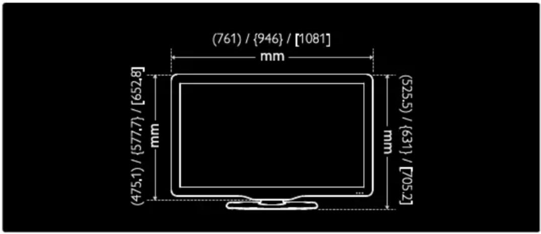 PHILIPS 40PFL6606D - Legend for TV dimensions - 1