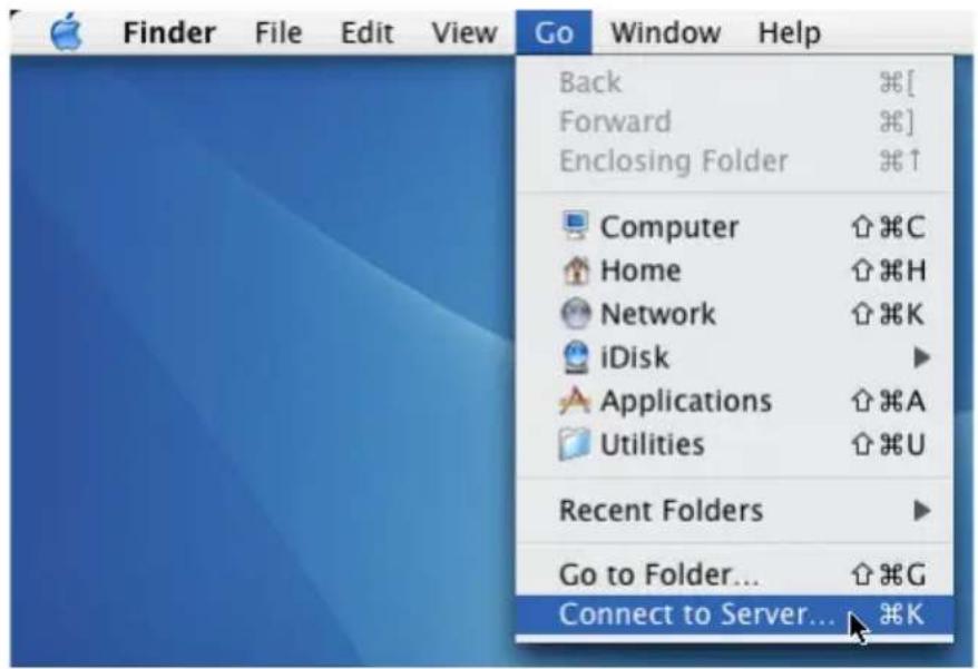 Promise Technology SmartStor NS2300N - From the Go menu, choose Connect to Server. - 1