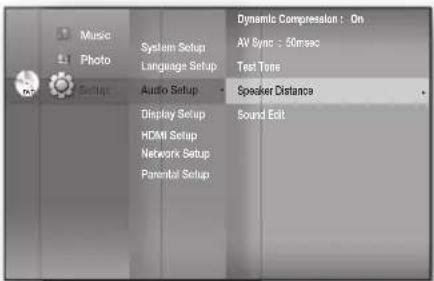 SAMSUNG HT-BD1250R - Setting the Speaker Distance - 2