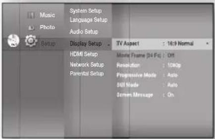 SAMSUNG HT-BD1250R - SETTING UP THE DISPLAY OPTIONS - 3