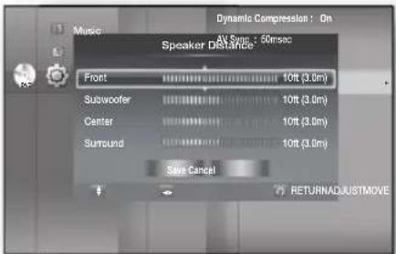 SAMSUNG HT-BD1250R - Setting the Speaker Distance - 3
