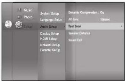 SAMSUNG HT-BD1250R - Setting the Test Tone - 2