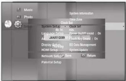 SAMSUNG HT-BD1250R - Set the clock - 2