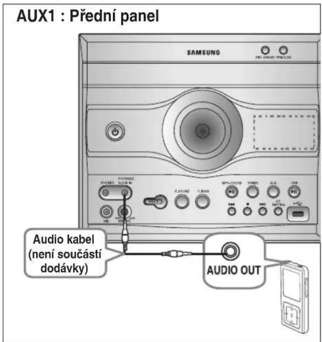 SAMSUNG MAX-DG56 - AUX1 : Připojení externího zařízení nebo MP3 přehrávače - 1