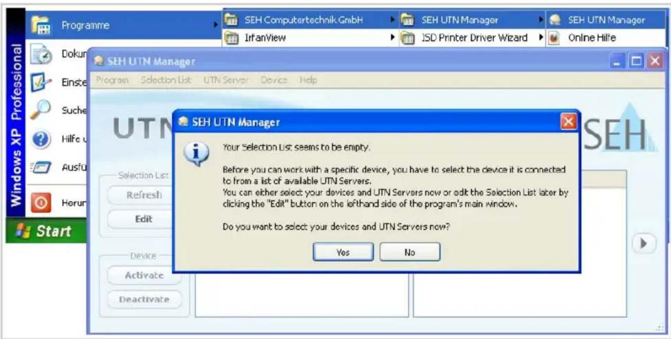 SEH myUTN-130 - Starting the SEH UTN Manager - 1