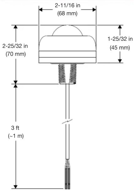 2-11/16 in (68 mm) 2-25/32 in (70 mm) 1-25/32 in (45 mm) 3 ft (~1 m)