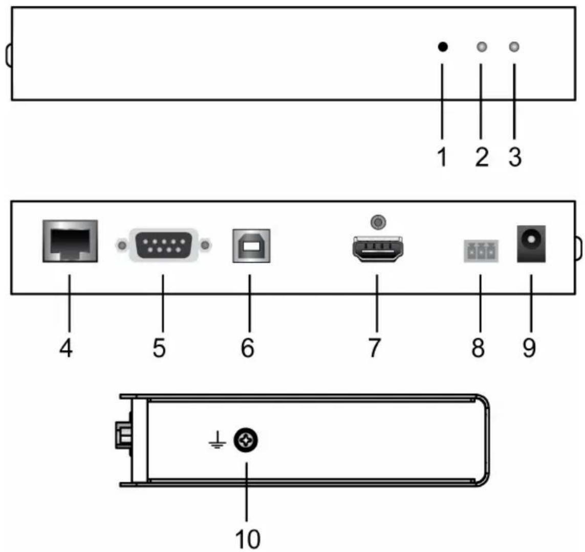 ATEN KE6910 - KE6900ST (Transmitter) Front, Rear and Top View - 8