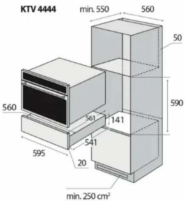 KTV 4444 min. 550 560 50 590 560 141 541 20 595 min. 250 cm²
