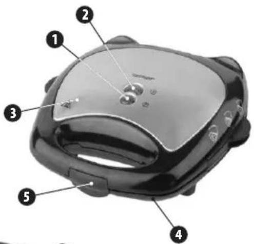 Labeled diagram of a smart grater with numbered parts for identification