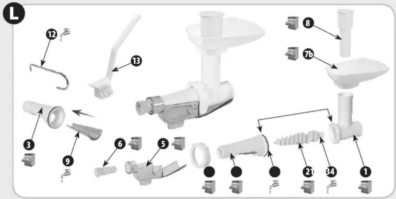 Exploded view diagram of a hairdryer with numbered parts and component labels