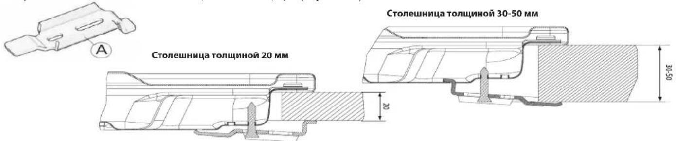 Столешница толщиной 20 мм Столешница толщиной 30-50 мм 30-50