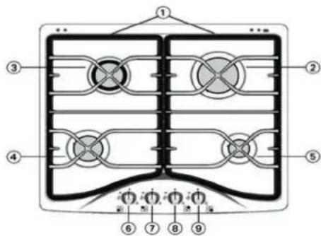 Diagram of a device with numbered components and labeled ports, likely for electrical or mechanical assembly reference.