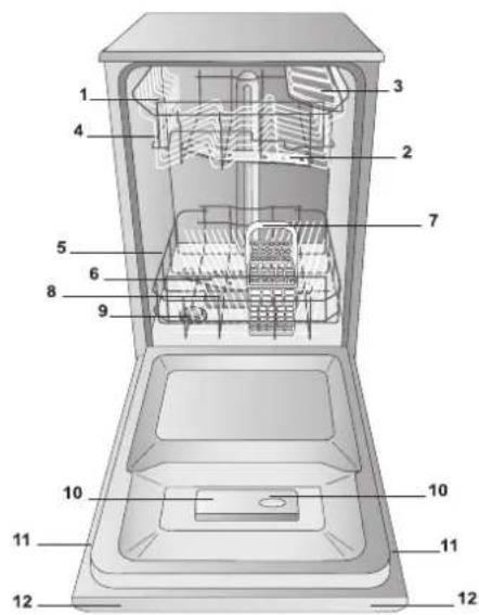 Labeled diagram of a refrigerator interior with numbered components for identification
