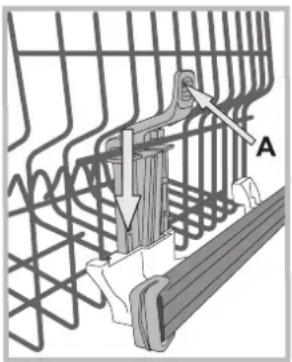 Technical diagram showing a mechanical assembly with labeled component 'A' and directional arrows indicating motion or force.
