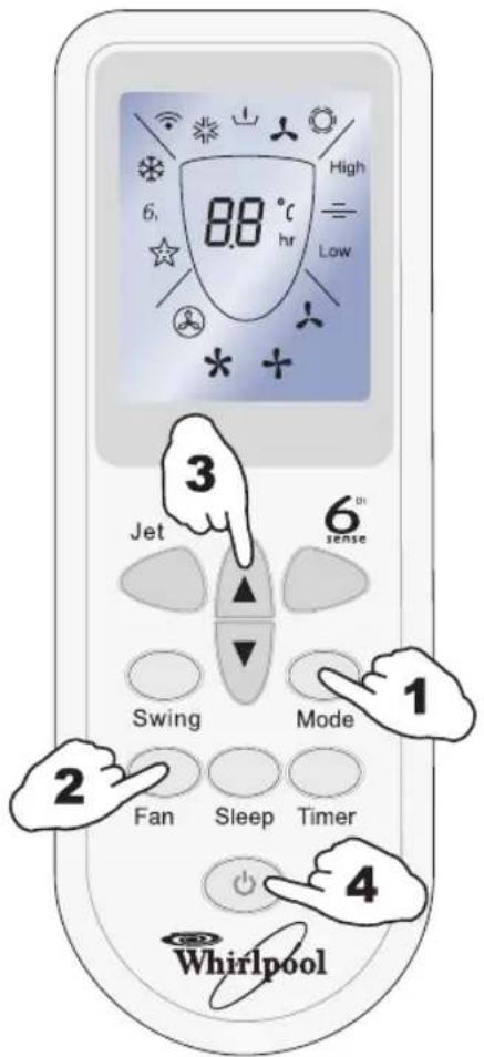 High 88 °C hr Low 6 3 Jet 6th sense Swing Mode 1 2 Fan Sleep Timer 4 Whirlpool