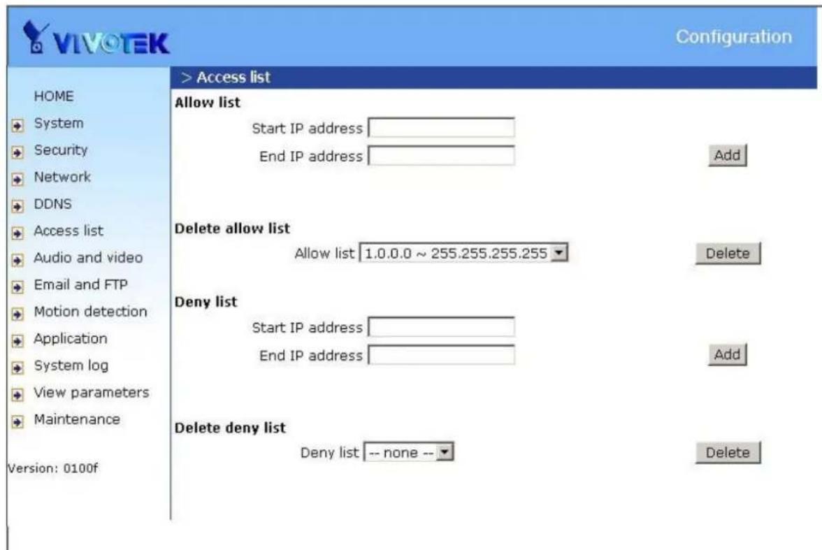 Vivotek IP7131 - Access List - 1