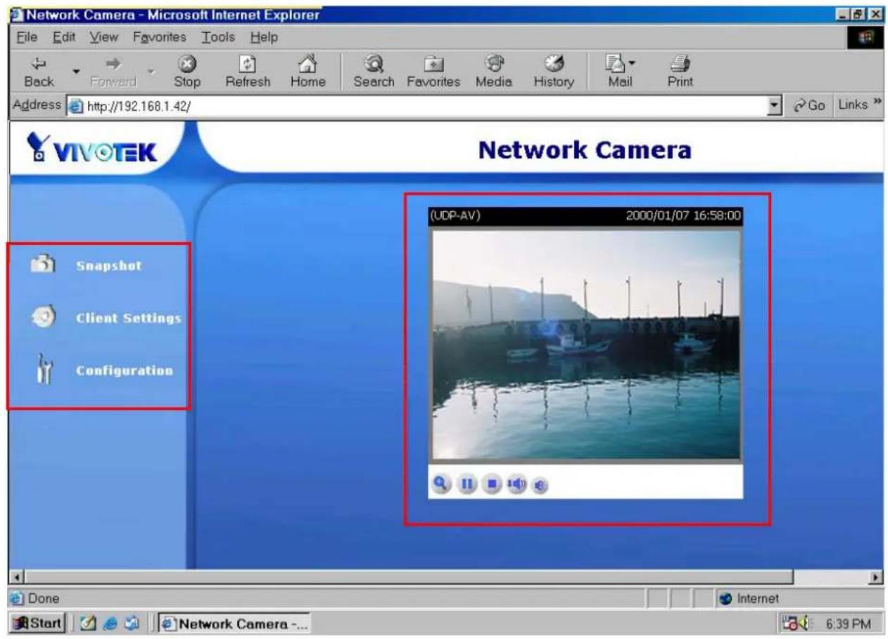 Vivotek IP7131 - Main Screen with Camera View - 1