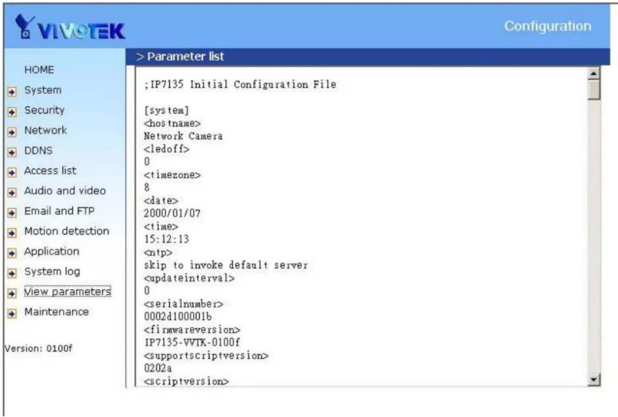 Vivotek IP7131 - Viewing system parameters - 1