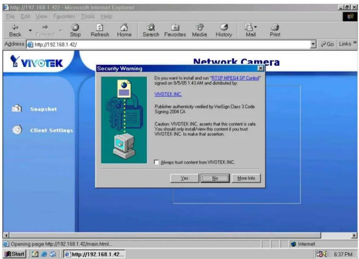 Vivotek IP7131 - Installing plug-in - 1